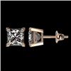 Image 2 : 2 ctw Certified VS/SI Quality Princess Diamond Stud Earrings 10k Rose Gold - REF-478M6G