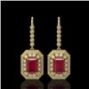 Image 1 : 14.16 ctw Certified Ruby & Diamond Victorian Earrings 14K Yellow Gold - REF-318Y2X