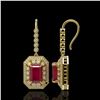 Image 2 : 14.16 ctw Certified Ruby & Diamond Victorian Earrings 14K Yellow Gold - REF-318Y2X