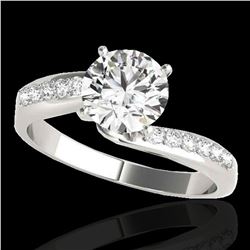 1.15 ctw Certified Diamond Bypass Solitaire Ring 10k White Gold - REF-184W3H