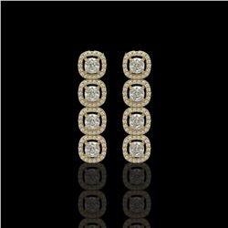 3.84 ctw Cushion Cut Diamond Micro Pave Earrings 18K Yellow Gold - REF-337Y5X