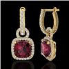 Image 2 : 7 ctw Garnet & Micro Pave VS/SI Diamond Earrings 18k Yellow Gold - REF-105H5R