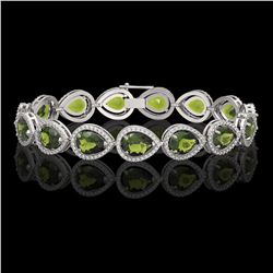 19.7 ctw Tourmaline & Diamond Micro Pave Halo Bracelet 10k White Gold - REF-361H3R