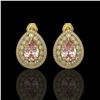 Image 1 : 7.94 ctw Morganite & Diamond Victorian Earrings 14K Yellow Gold - REF-339F5M