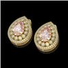 Image 2 : 7.94 ctw Morganite & Diamond Victorian Earrings 14K Yellow Gold - REF-339F5M