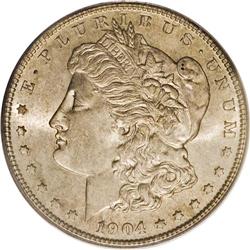 1904-S S$1 MS67 PCGS. A satiny Superb Gem with medium