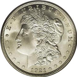 1921 S$1 MS67 PCGS. With a mintage of 44.6 million pie