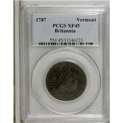1787 COPPER Vermont Copper, BRITANNIA XF45 PCGS. Ryder