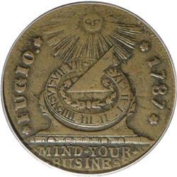 1787 1C Fugio Cent, STATES UNITED, Raised Rim VF35 PCG