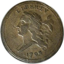 1793 1/2 C VF25 PCGS. C-2, B-2, R.3. This attractively