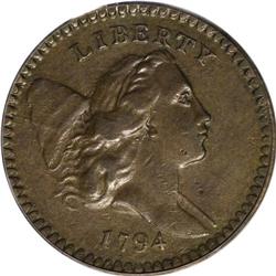 1794 1/2 C AU55 PCGS. C-9, B-9, R.2. Die State 3. This