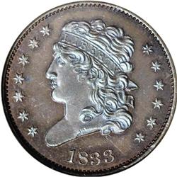 1833 1/2 C PR65 Brown NGC. R.5, as a proof. The 1833 i