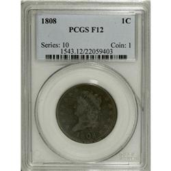 1808 1C Fine 12 PCGS. S-278, B-2, R.3. A dusky and eve