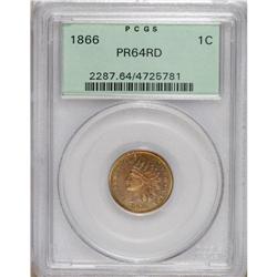 1866 1C PR64 Red PCGS. Rich reddish-orange surfaces ad