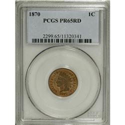 1870 1C PR65 Red PCGS. Shallow N in ONE. This fire-red