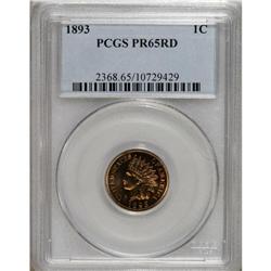 1893 1C PR65 Red PCGS. Reddish-orange accents appear o