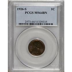 1926-S 1C MS64 Brown PCGS. Deep steel-blue and cherry-