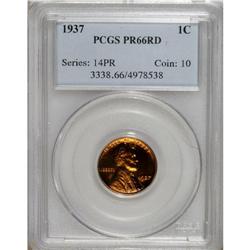 1937 1C PR66 Red PCGS. Beautiful orange-gold luster ad