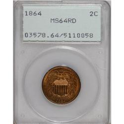 1864 2C Large Motto MS64 Red PCGS. A beautiful brick-r
