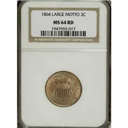 1864 2C Large Motto MS64 Red NGC. This boldly impresse