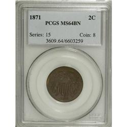 1871 2C MS64 Brown PCGS. The rich chocolate-brown colo