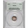 Image 1 : 1861 3CS MS65 PCGS. A luminous and well struck Gem exa