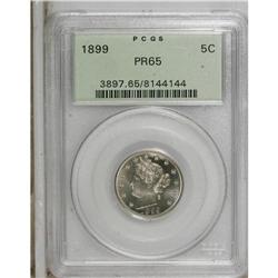 1899 5C PR65 PCGS. Delicate golden-gray toning visits