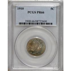 1910 5C PR66 PCGS. Beautiful lemon-gold, peach, and po