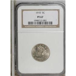1910 5C PR67 NGC. Nearly untoned, save for the slighte