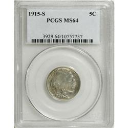 1915-S 5C MS64 PCGS. This low mintage near-Gem has cre