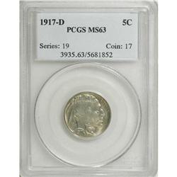 1917-D 5C MS63 PCGS. Select and lustrous with pastel l