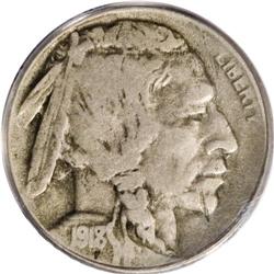 1918/7-D 5C Fine 12 PCGS. The 1918/7-D overdate is one