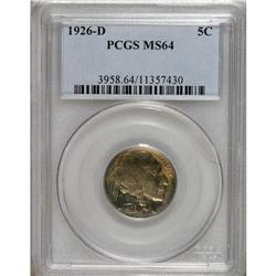 1926-D 5C MS64 PCGS. Fire-red and sun-gold patina visi