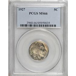 1927 5C MS66 PCGS. Caramel-gold and gunmetal-gray embr