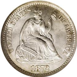 1872-S H10C Mintmark Above Bow MS67 NGC. The slightly