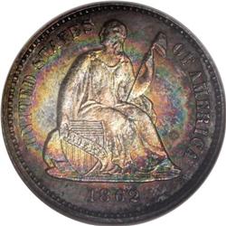 1862 H10C PR66 NGC. Concentric bands of fire-red, appl