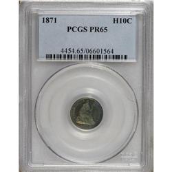 1871 H10C PR65 PCGS. This crisply struck Gem has water