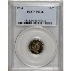 1904 10C PR66 PCGS. Splotches of cobalt-blue and golde