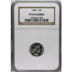1909 10C PR67 Cameo NGC. The devices and legends have