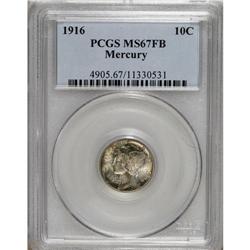 1916 10C MS67 Full Bands PCGS. Sea-green, gold, and cr