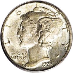 1928-D 10C MS65 Full Bands PCGS. The 1928-D dime is co