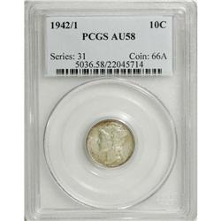 1942/1 10C AU58 PCGS. FS-101, formerly FS-010.7. The o