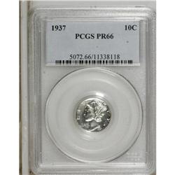 1937 10C PR66 PCGS. This early proof Mercury dime has