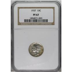 1937 10C PR67 NGC. Blushes of peach adorn the rims, wh