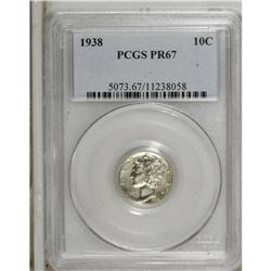 1938 10C PR67 PCGS. Olive-tinged haze appears over iso