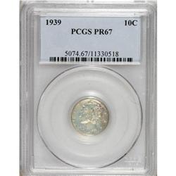 1939 10C PR67 PCGS. Delicate golden-brown, plum-mauve,