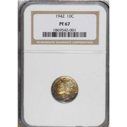 1942 10C PR67 NGC. Razor-sharp striking details are se