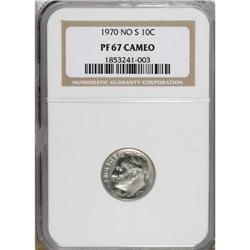 1970 10C No S PR67 Cameo NGC. A lightly toned Superb G