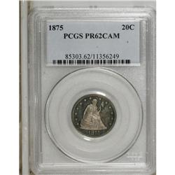1875 20C Cameo PR62 Cameo PCGS. Light gold, well struc