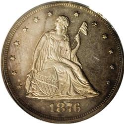 1876 20C PR62 Cameo PCGS. Proof twenty cent pieces wer